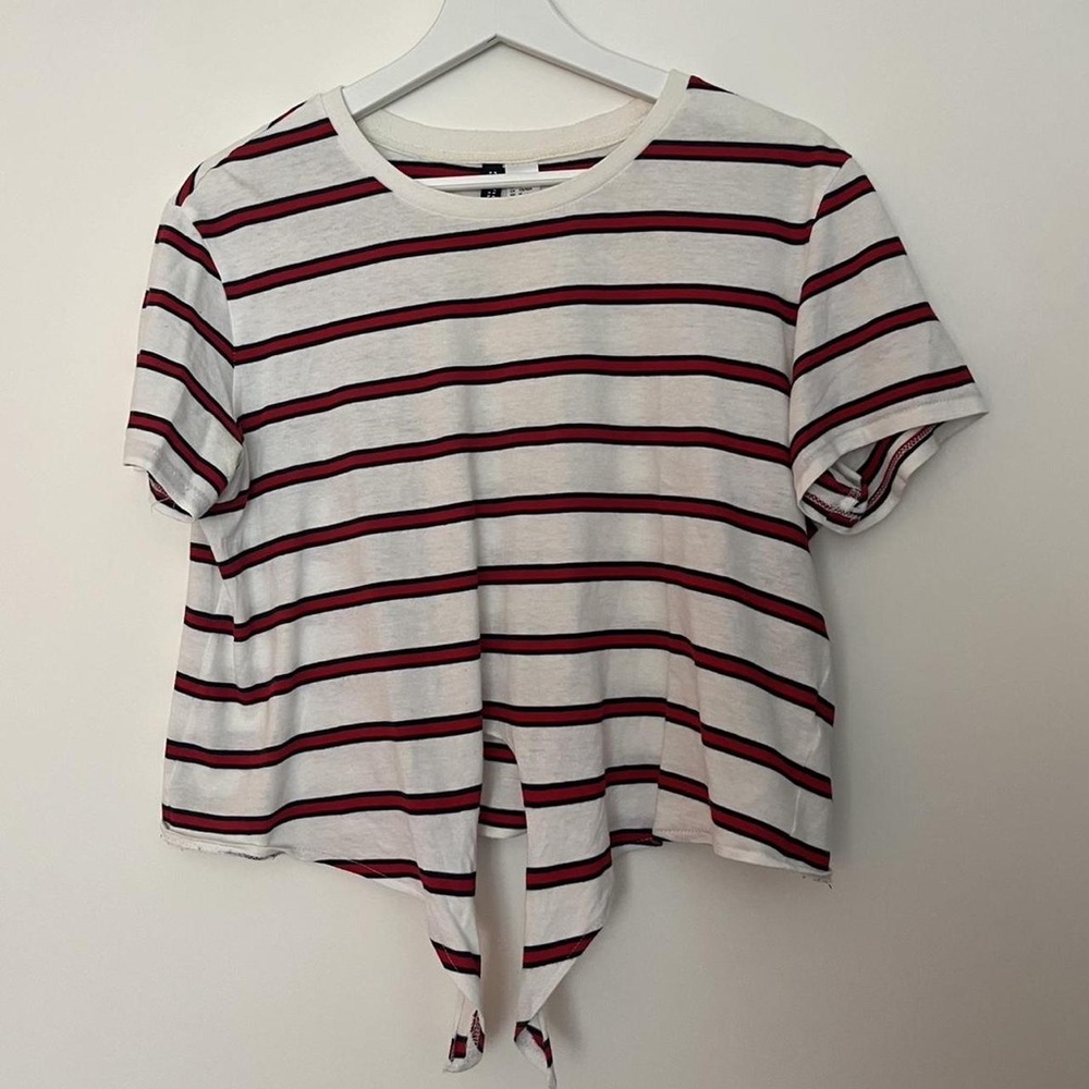 H&M Striped Red and White Short Sleeve Top